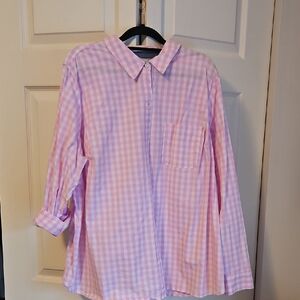 Croft & Barrow Pink Gingham Women's Button Down Shirt